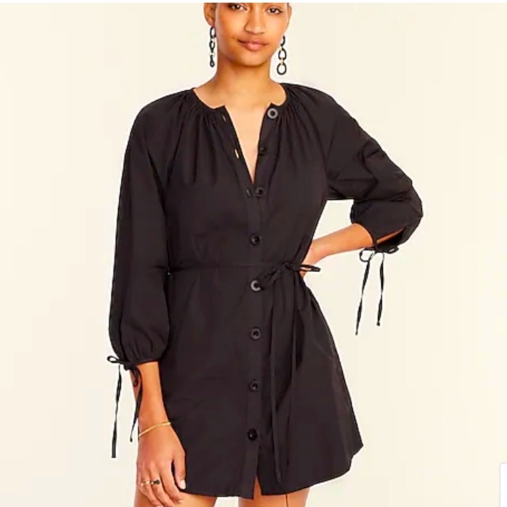 J. Crew Tie Sleeve Button Front Tie Waist Dress